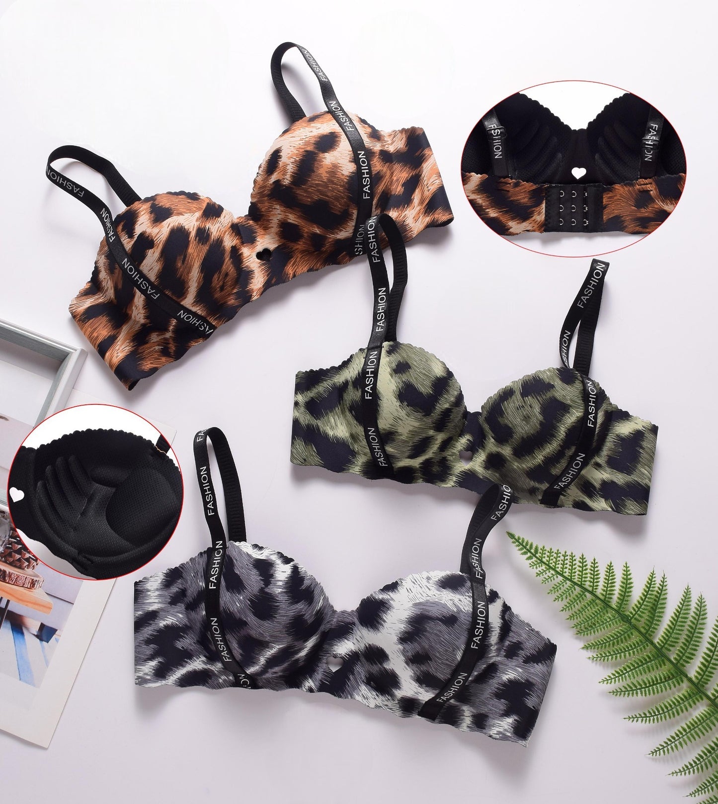 One Piece Leopard Print Push-Up Bra.